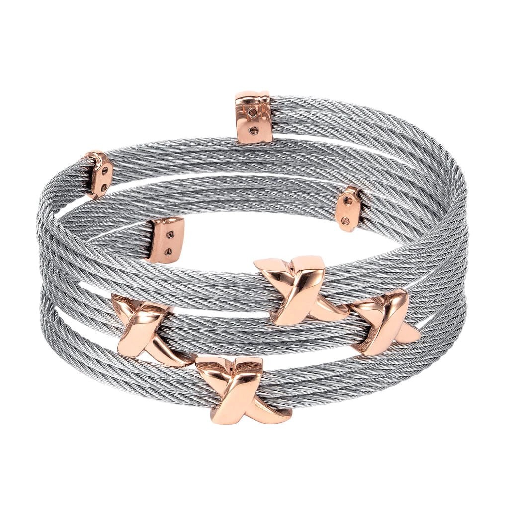 CHARRIOL กำไล 04-102-1248-5 Rose Gold Twist Bangle Triple
